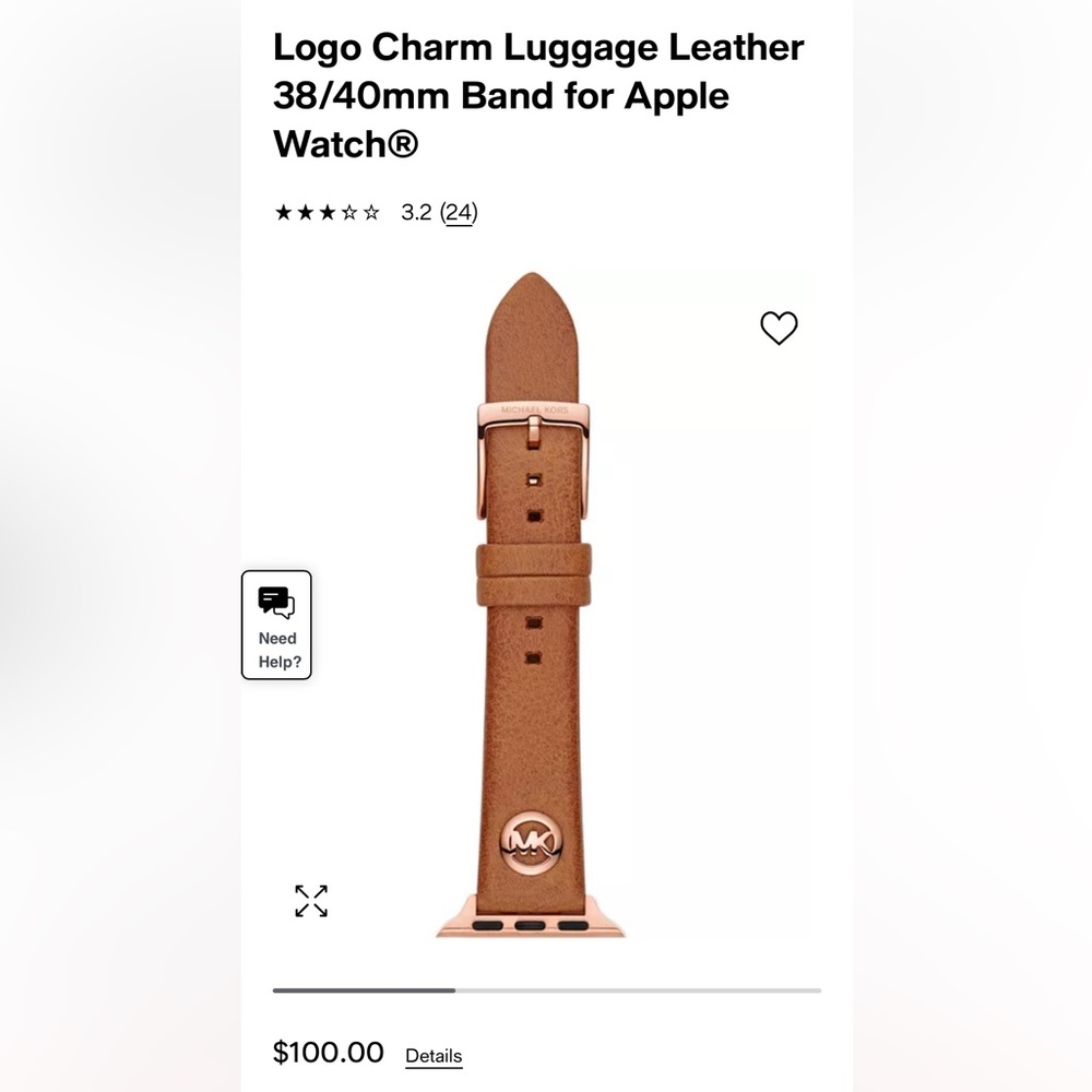 Michael Kors Leather Apple Watch band 38/40/41